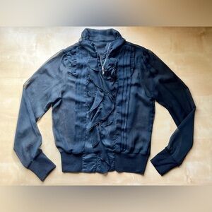 Black Sheer Ruffled Blouse size large